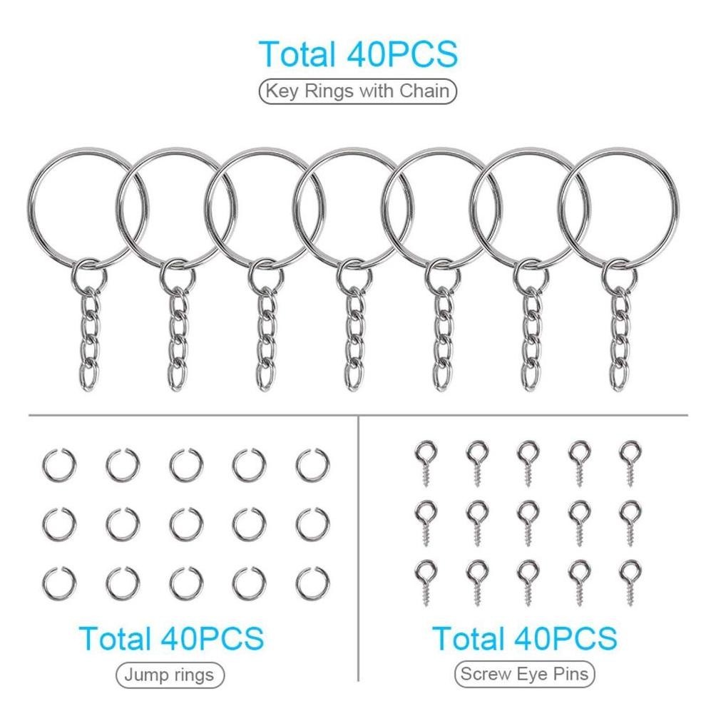 CR - 40 sets keychain keyring gantungan kunci key chain snap hook putar dengan cincin rantai kunci 4