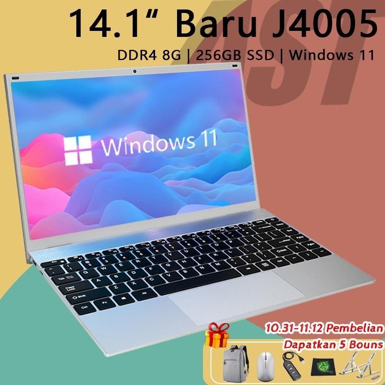 white788>> [laptop 4 jutaan] ast  laptop slim 14'' baru intel j4005  8/256gb ssd win11+office garans