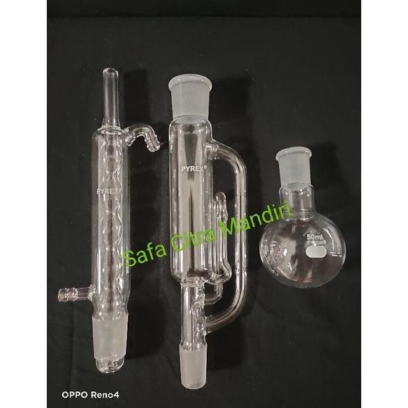 READYY>> SOXHLET EXTRACTOR 50ML & 100 ML  MERK PYREX / SOXHLET SET PYREX