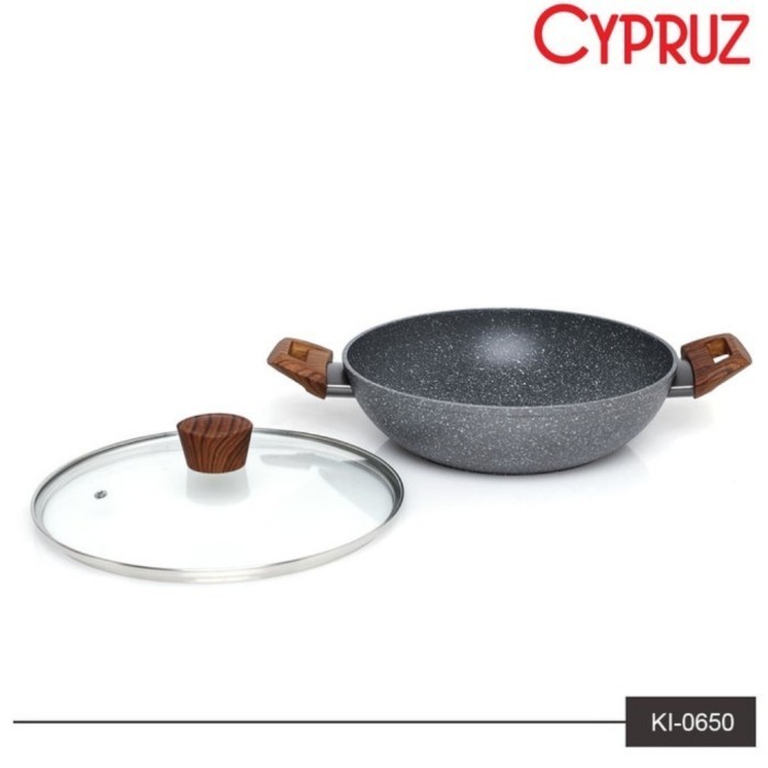 Wajan Panci Induksi Marble Cyprus 30Cm + Tutup Kaca Cypruz Ki-0650