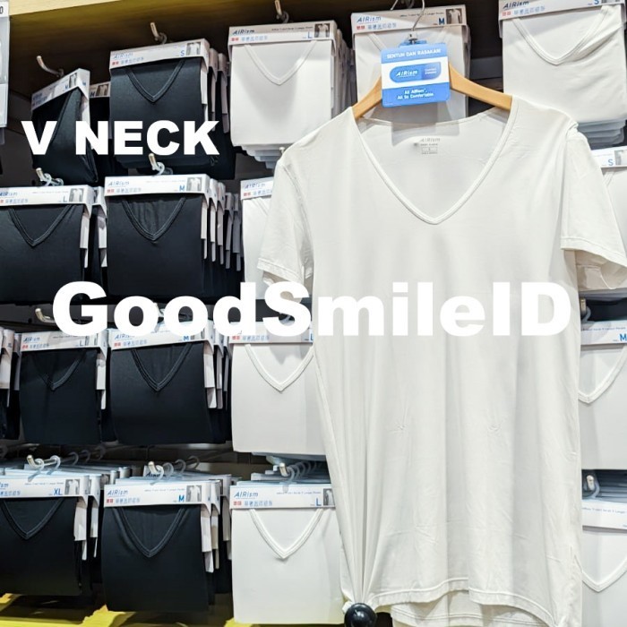 JASTIP T-Shirt AIRism V Neck Kaos Dalam Lengan Pendek Pria UNIQLO