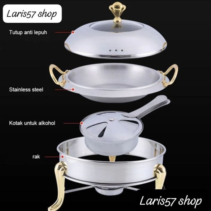 Wadah Saji Prasmanan Stainless Steel Chafing Dish Set