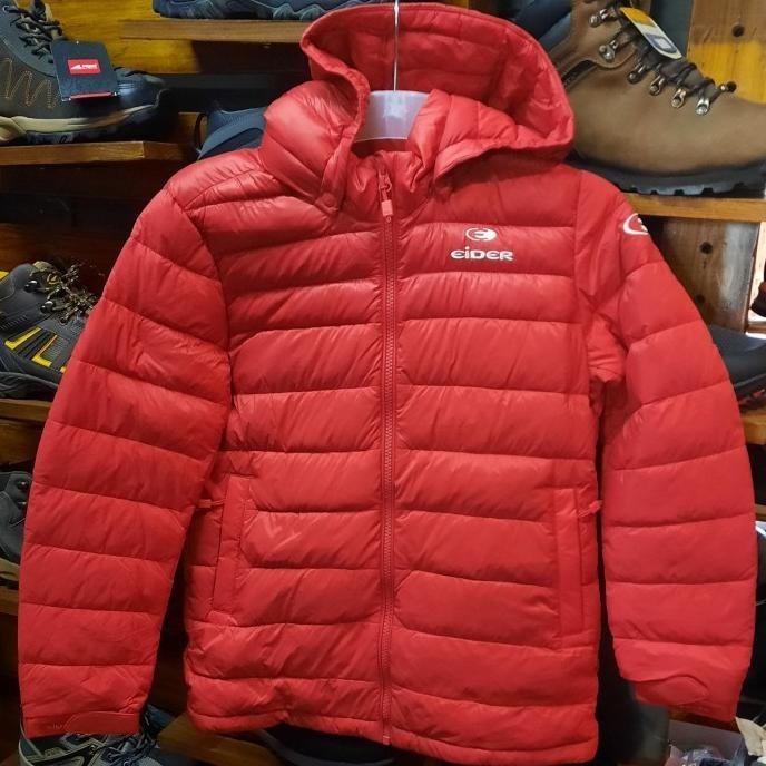JAKET GUNUNG HIKING WINTER EIDER BOYS DOWN HOODIE RED ORIGINAL