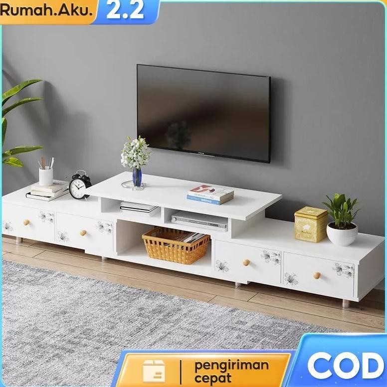 RA Meja TV Kayu Minimalis Adjustable / Kabinet TV Aesthetic / Rak TV Modern / Meja TV Besar 180cm 19