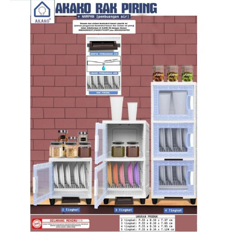 Rak Piring Plastik Akako Minimalis - Lemari Rak Susun Serbaguna