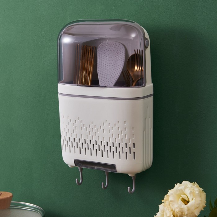 Tempat Sendok Garpu Sumpit Tertutup Gantung Serbaguna