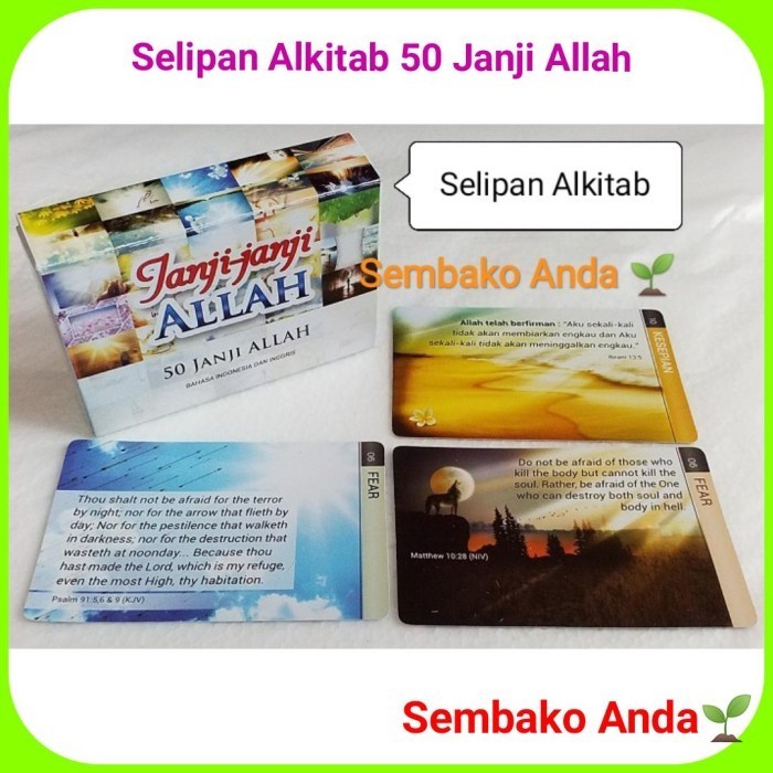 

50 Janji-Janji Allah. Selipan Buku Alkitab. Bookmarks. Pembatas Buku.