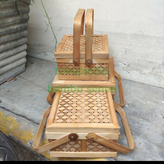 Rantang Bambu Kotak 20Cm Susun 1 Hampers