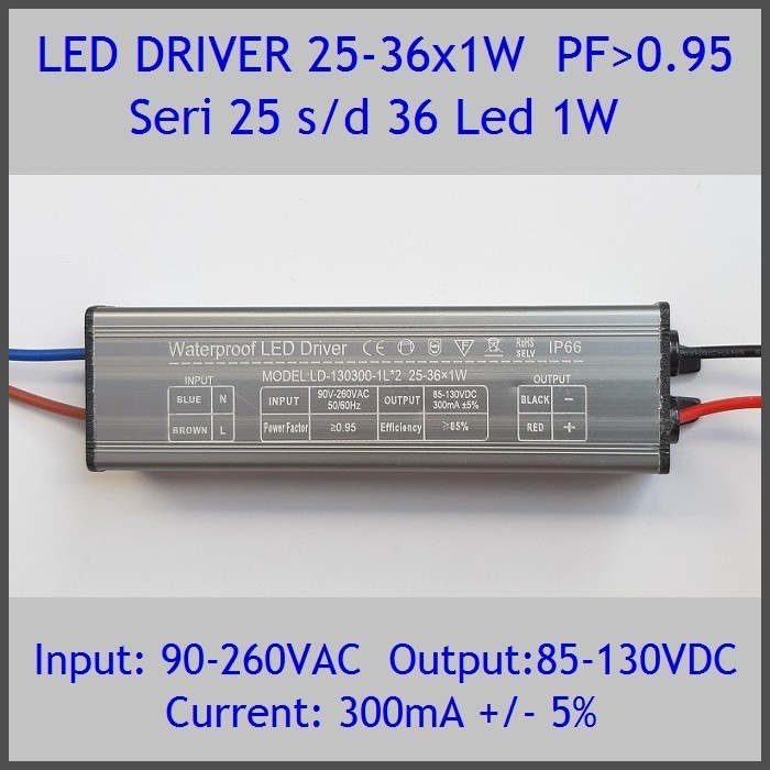 Led Driver 1W 300mA 25-36x1W WP PF 0.95