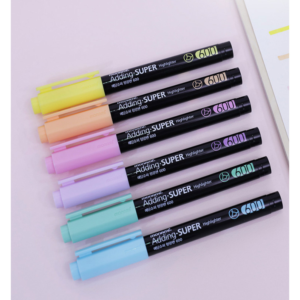 

MONAMI Highlighter Edding Super 600 Pastel Set - 6 Pastel Colors