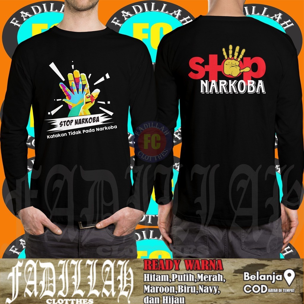 Baju Kaos STOP NARKOBA Katakan tidak pada Narkoba DB Lengan Panjang DB Kaos Distro