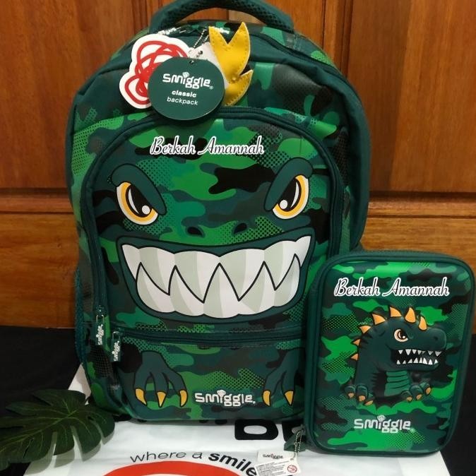 Smiggle Dino Green Set/Smiggle Original/Tas Ransel Anak