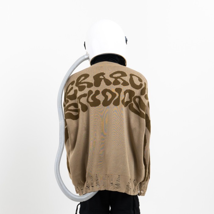 Hierarchy Studios New Error - Beige Fluid Oversized Knit Sweater