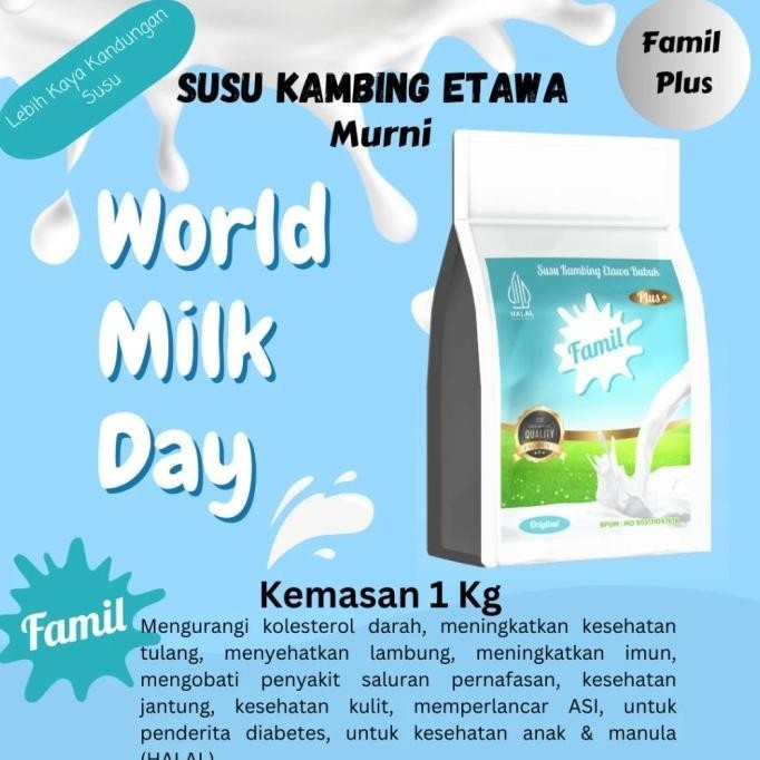 

Susu Kambing Etawa 1kg Famil Memelihara Kesehatan Tubuh/Original Plus TP