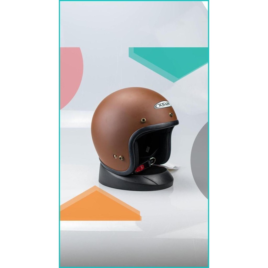 HELM MOTOR ZEUS ZS-385C MATT BROWN RETRO HELM IMPORT ORI SNI 13m4yZ4 o