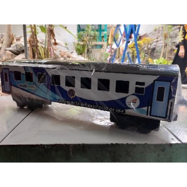 Promo Besar Gerbong Kereta Api Ekonomi Kraktau Blue Ice Code 64  - Miniatur Kereta Api Kayu Surabaya