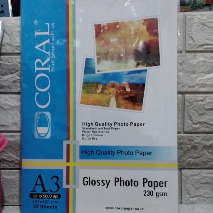 

siap kirim] Glossy photo paper A3 coral