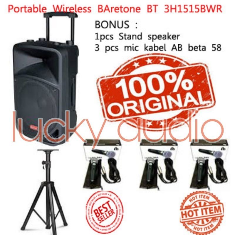 PROMO DISCON BARU   Speaker Portable Baretone BT 3H 1515 BWR TWS 15bwr 15 bwr 15 inch original