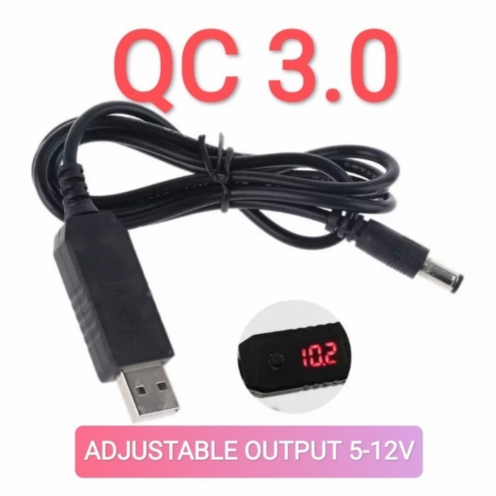 KABEL USB STEP UP 5V TO 12V ADJUSTABLE QC 3.0 CABLE USB STEP UP 5-12V