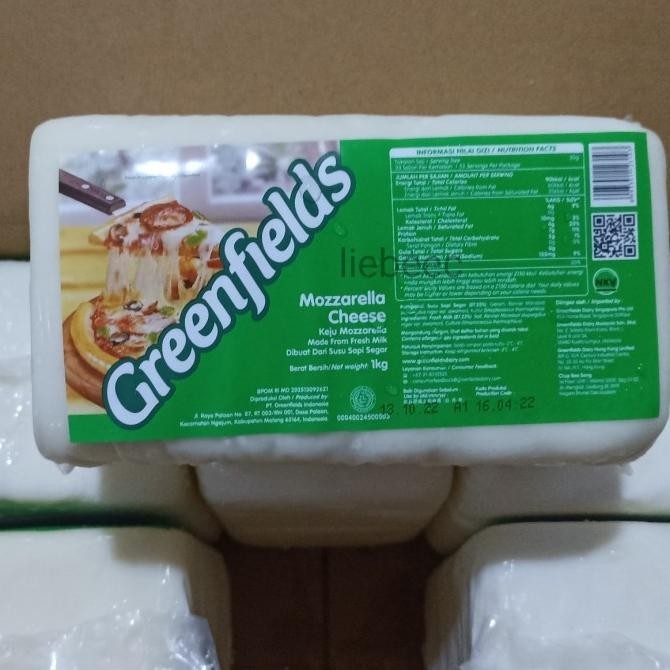 

Keju Greenfields Mozzarella Cheese 1kg / 1 kg mozarella TP