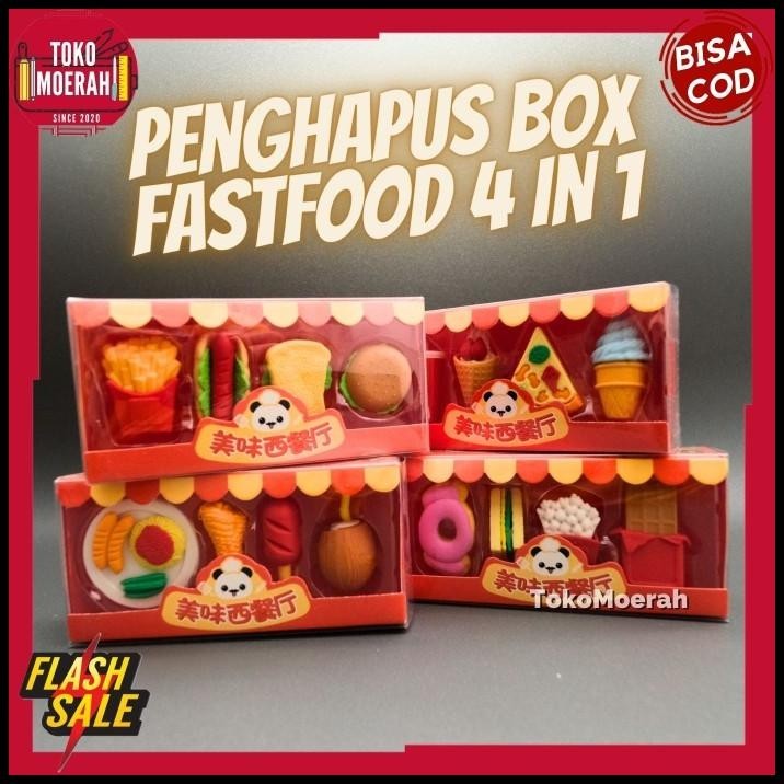 

HOT DEAL PENGHAPUS FASTFOOD BOX 4 IN 1 PENGHAPUS PENSIL LUCU FAST FOOD COLA COD !!