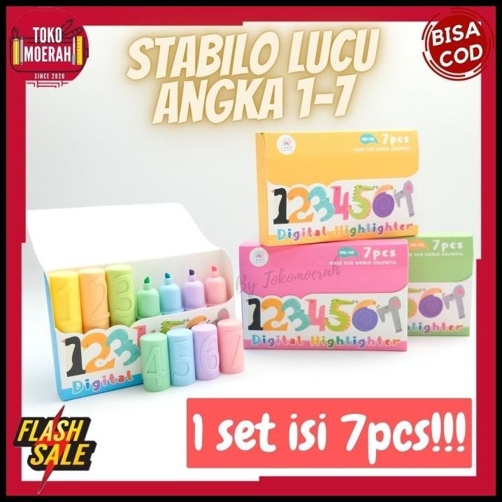 

TERMURAH HIGHLIGHTER MURAH HIGHLIGHTER ANGKA 1 SAMPAI 7 LUCU UNIK 1 SET 7PCS !!!!!