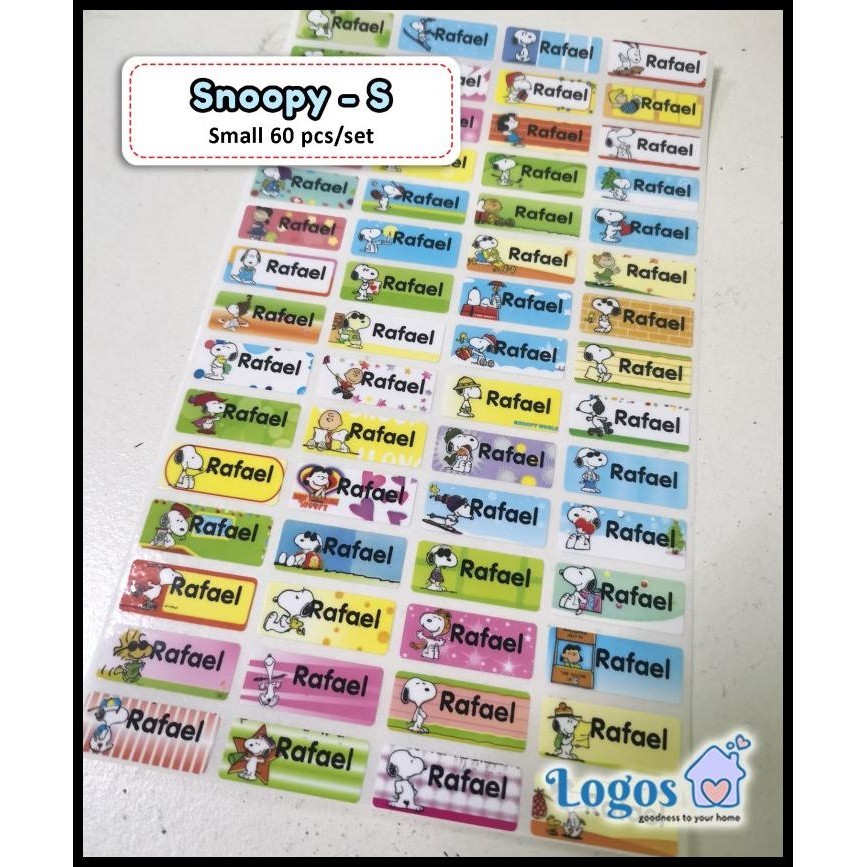 

TERMURAH SNOOPY STICKER NAME LABEL SMALL STIKER WATERPROOF PEANUTS ANAK CUSTOM !!!!!!