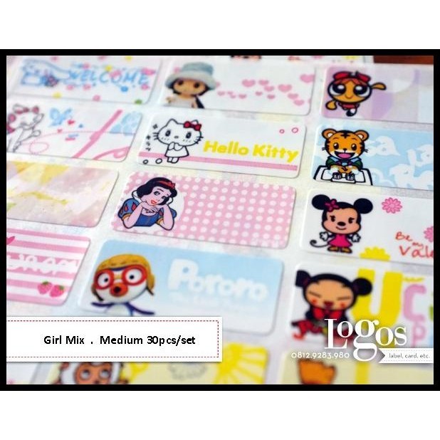 

TERMURAH MIX GIRL STICKER MEDIUM NAME LABEL. STIKER KARAKTER CAMPUR KARTUN CEWE !!!