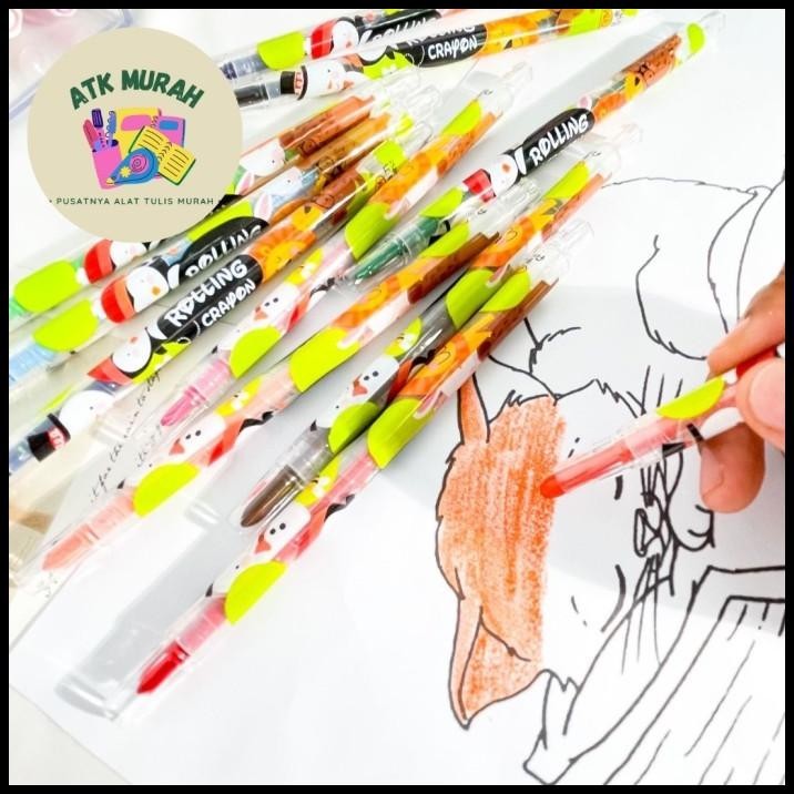 

BEST DEAL KRAYON PUTAR 1 SET ISI 12 HO-8012 ROLLING CRAYON TERMURAH COD BAGUS O !