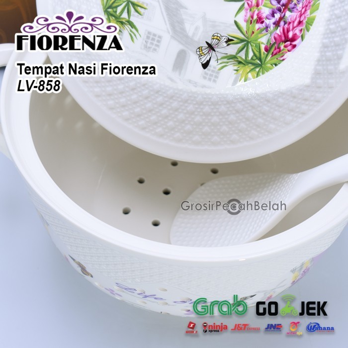 Tempat Nasi Keramik Fiorenza Motif Bunga Lavender Lv-858