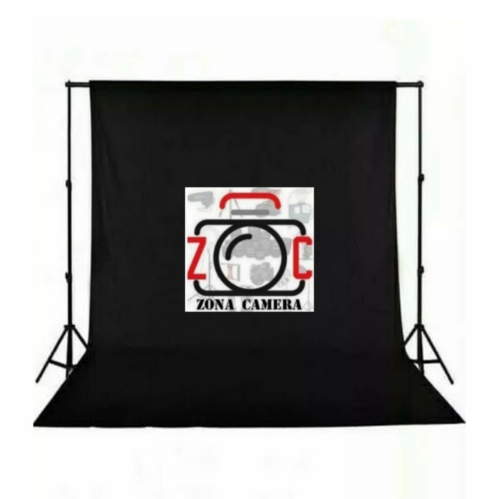 Background Hitam Kain Foto Studio 4X3M Layar Backdrop Black 3X4M Photo