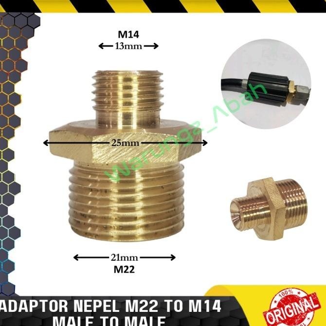 SAMBUNGAN KONEKTOR ADAPTOR NEPEL KONVERTER M22 TO M14 MALE TO MALE
