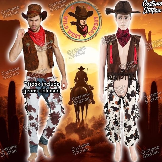 Kostum Cowboy / Costume Koboi Wild West dewasa pria