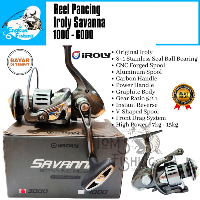 Reel Pancing Iroly Savanna Sw 1000 - 6000 (8+1 Seal Bearing)
