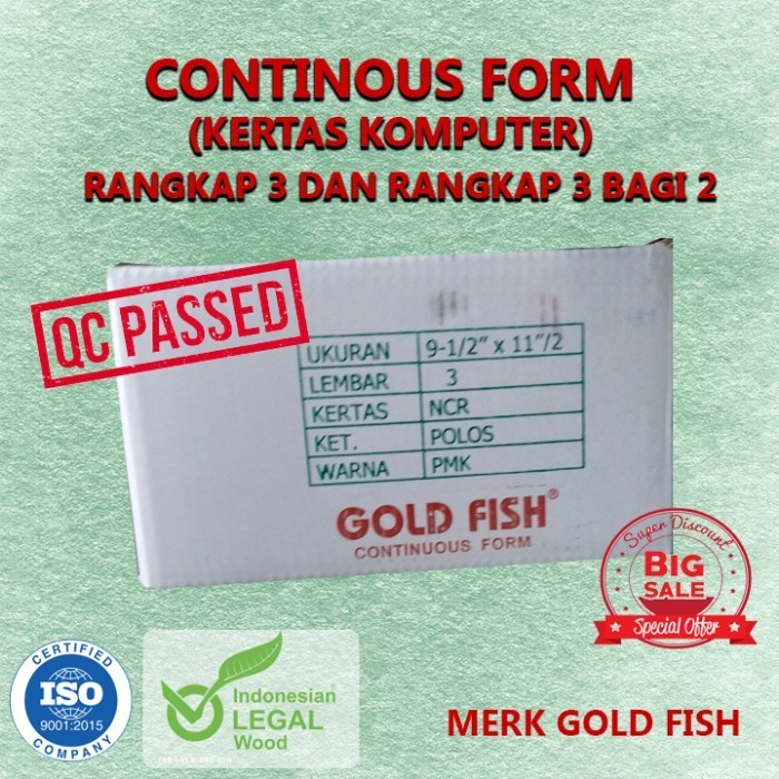 

Kertas Continous Form 3 Ply / Rangkap 3 9.5"X11" Cf K3 Kertas Komputer