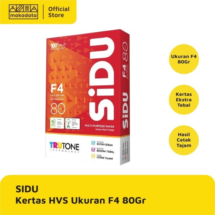 

Kertas Hvs Print Fotocopy Sidu F4 80 Gram (1 Rim)