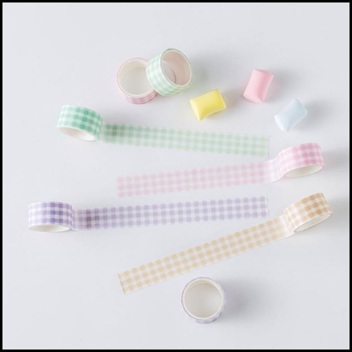 

HOT DEAL SELOTIP / WASHI TAPE / MASKING TAPE PASTEL PLAID PATTERN SET 4PC !!!!!!