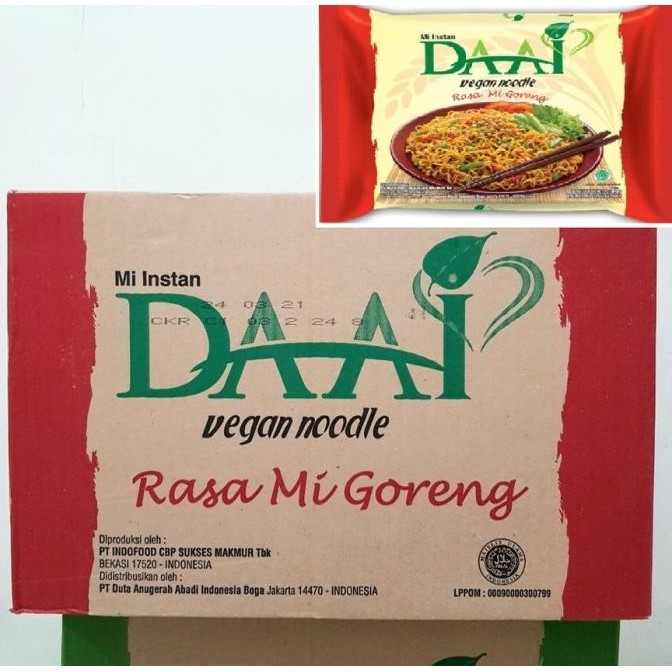 

TERBARU MIE INSTAN DAAI VEGAN RASA MI GORENG 1 DUS ( 40 PCS ) / VEGAN NOODLE !!!!!
