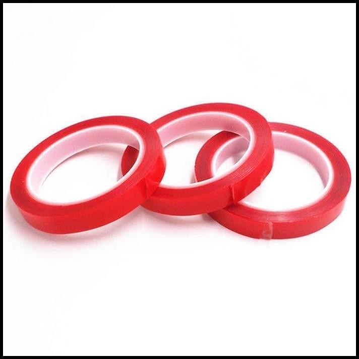 

HOT DEAL PEREKAT DOUBLE TAPE ACRYLIC ADHESIVE TRANSPARENT 15MM X 3M RED !!!!!!