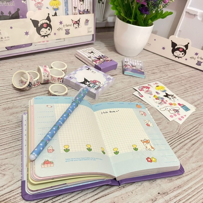 

Paket Jurnal 7 In 1 Kuromi Sanrio Favorit Lengkap Super Cute Termurah