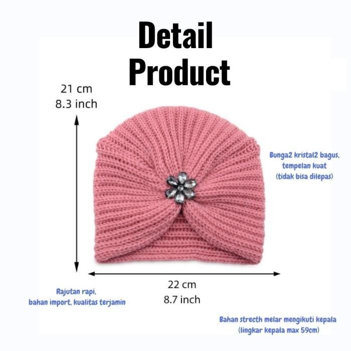 Turban Wanita / Turban Instant / Headband Bandana Rajut Wanita Tebal