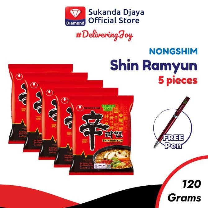 

BIG SALE NONGSHIM MIE INSTAN SHIN RAMYUN 120 GR MULTIPACK [FREE PEN] !!!!!