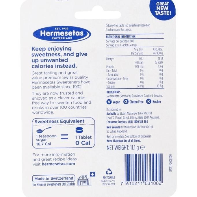 

BIG SALE HERMESETAS MINI SWEETENER TABLETS 800 PACK !!!!!