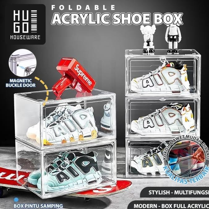 HUGO Kotak Sepatu Transparan Akrilik Ukuran Besar Tempat Box Sepatu