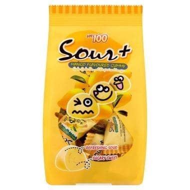 

Lot 100 Sour+ Gummy Mango Flavored Candy (100G)