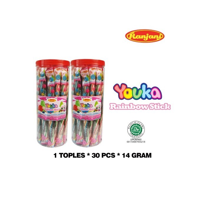 

Permen Gummy Youka Rainbow Sti 1 Toples Isi 30 Pcs * 14 Gram
