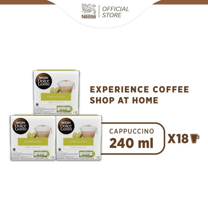 

Nescaf Dolce Gusto Cappuccino 3 Box (36 Kapsul = 18 Gelas)