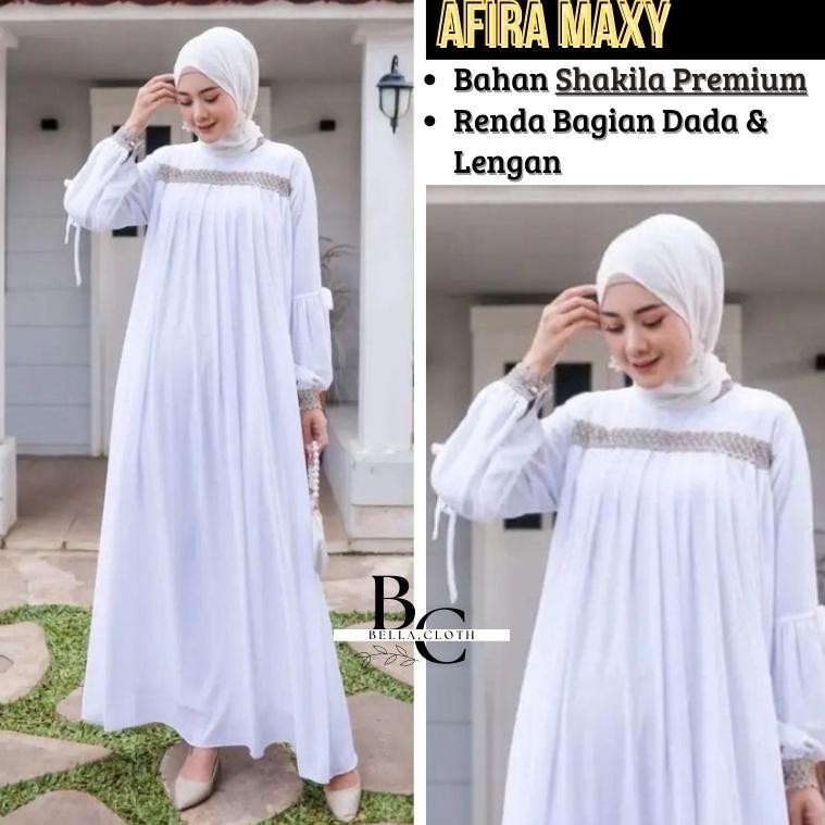 Gamis Abaya Remaja Afira Dressbaju Putih Baju Muslim Dress Lebaran Umroh Ihrom Basic Hitam Putih Umr