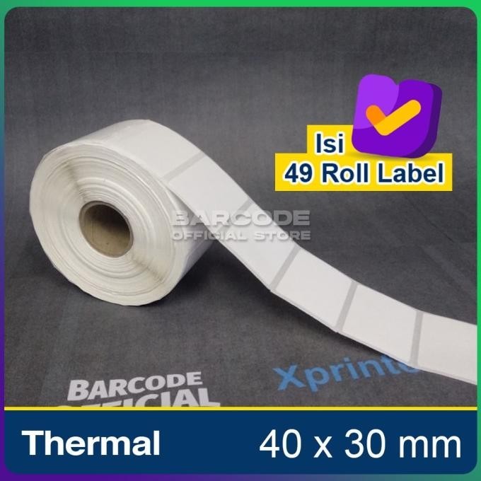 

Label Thermal 40X30 Stiker Barcode 40 X 30 Mm ( 1 Line ) - Dus 49 Roll