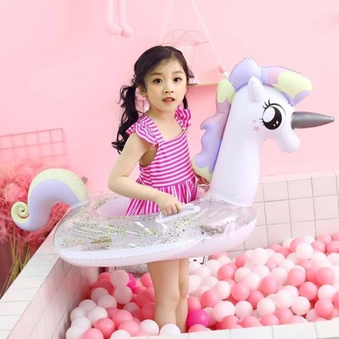 HARGA DISC - PELAMPUNG UNICORN ban renang duduk glitter anak kids swim safety